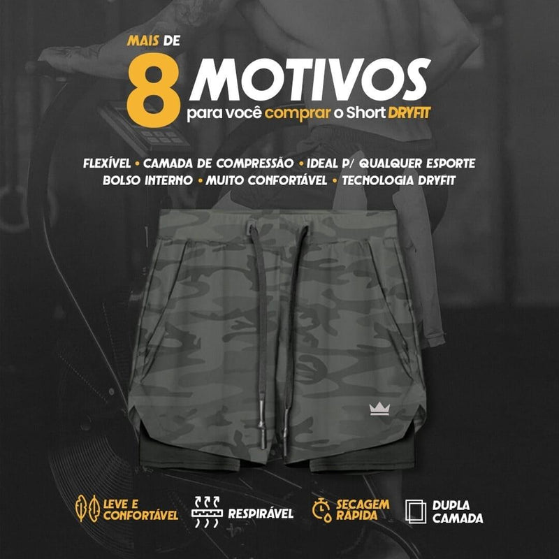 Shorts Dry-Fit de Compressão BZN - COMPRE 1 LEVE 2 + Brinde