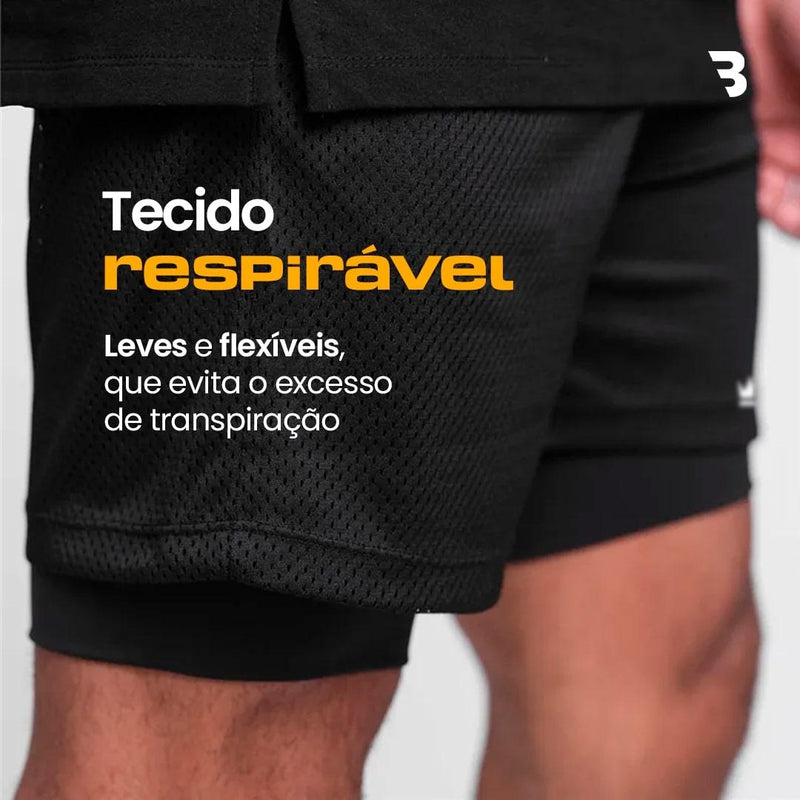 Shorts Dry-Fit de Compressão BZN - COMPRE 1 LEVE 2 + Brinde