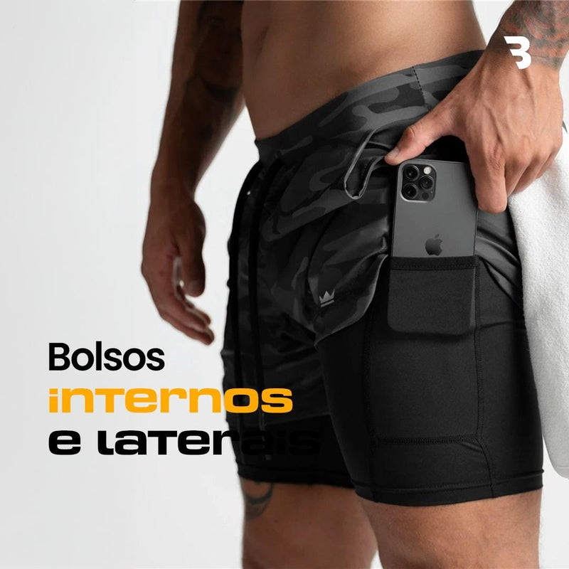 Shorts Dry-Fit de Compressão BZN - COMPRE 1 LEVE 2 + Brinde