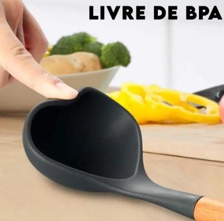 Kit Jogo 11 Peças Utensílios de Cozinha Silicone Col BPA Antiaderente com Suporteher Espátula kitchen Livre de