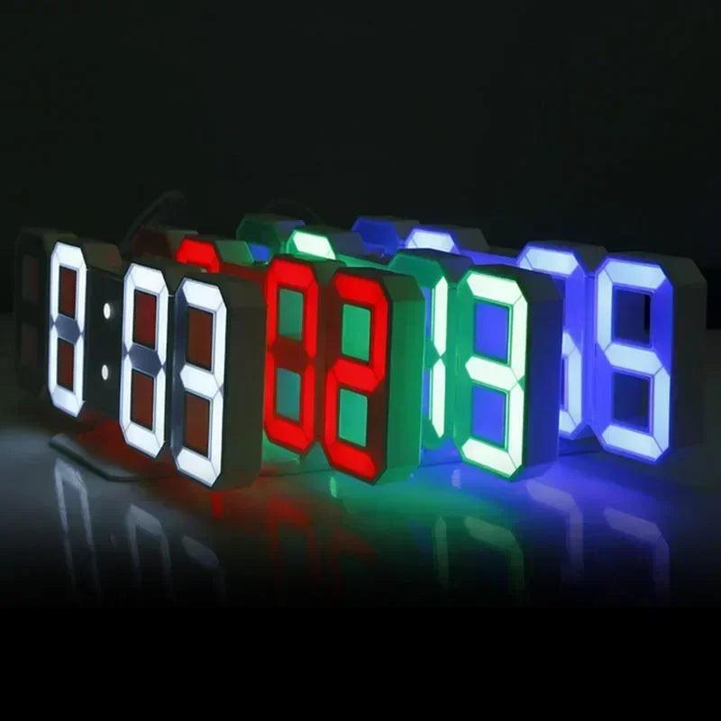 Relógio Despertador Digital 3D LED Relógio de Parede com Hora/Data/Temperatura para Decoração de Casa/Cozinha/Escritório/Jardim.