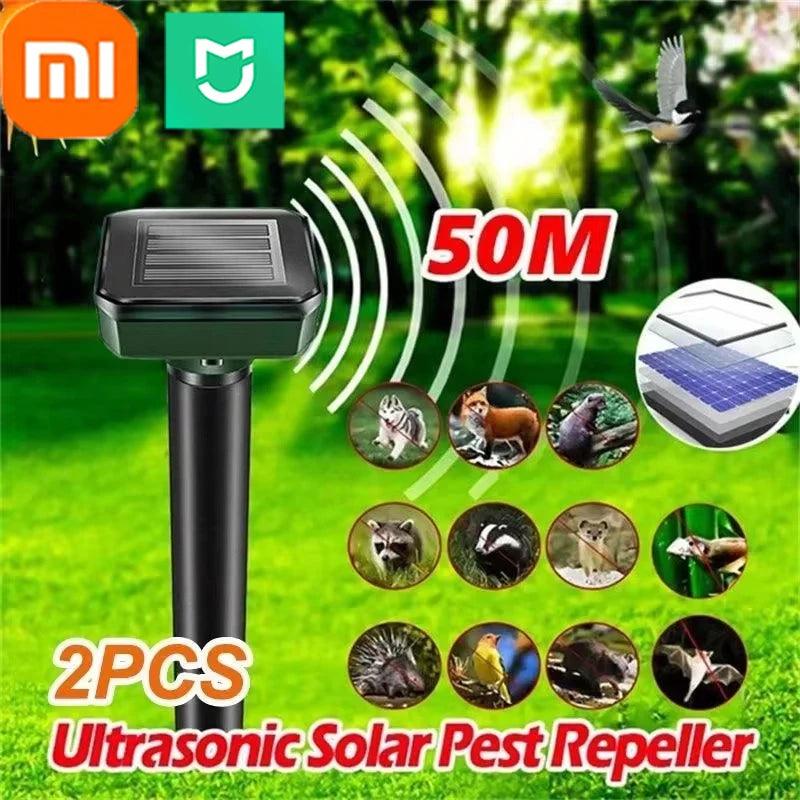 Xiaomi MIJIA 50m/55FT Repelente de Pragas Solar Ultrassônico com Sensor de Movimento, à Prova d'Água, para Jardim, Fazenda, Gramado, Animais, Insetos, Toupeiras, Novo