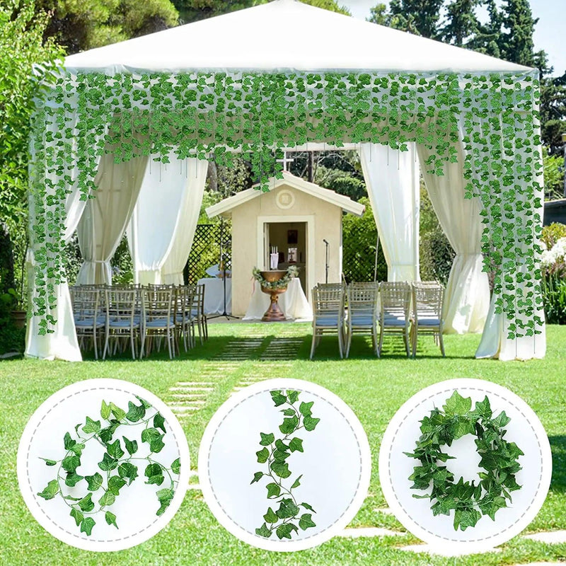 72 Peças de Folhas - Videira de Seda Verde para Decoração de Parede, Jardim, e Casamento - Guirlanda de Folhas